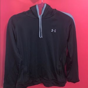 Black and grey under armor sweatshirt with hood